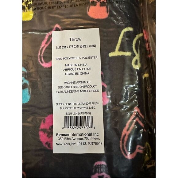 Betsey Johnson Black Blanket with Neon Accents - Picture 5 of 10